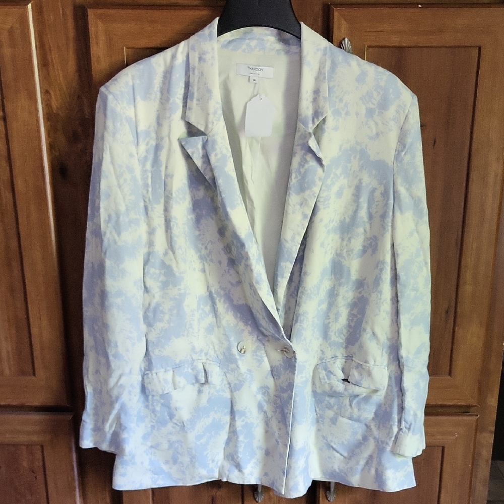 NEW Thakoon Blue and White Blazer with Notched Lapels